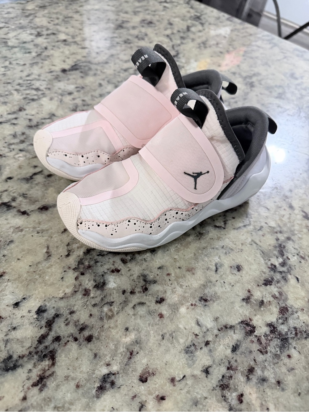 Jordan Kids Pink and White Strap Sneakers